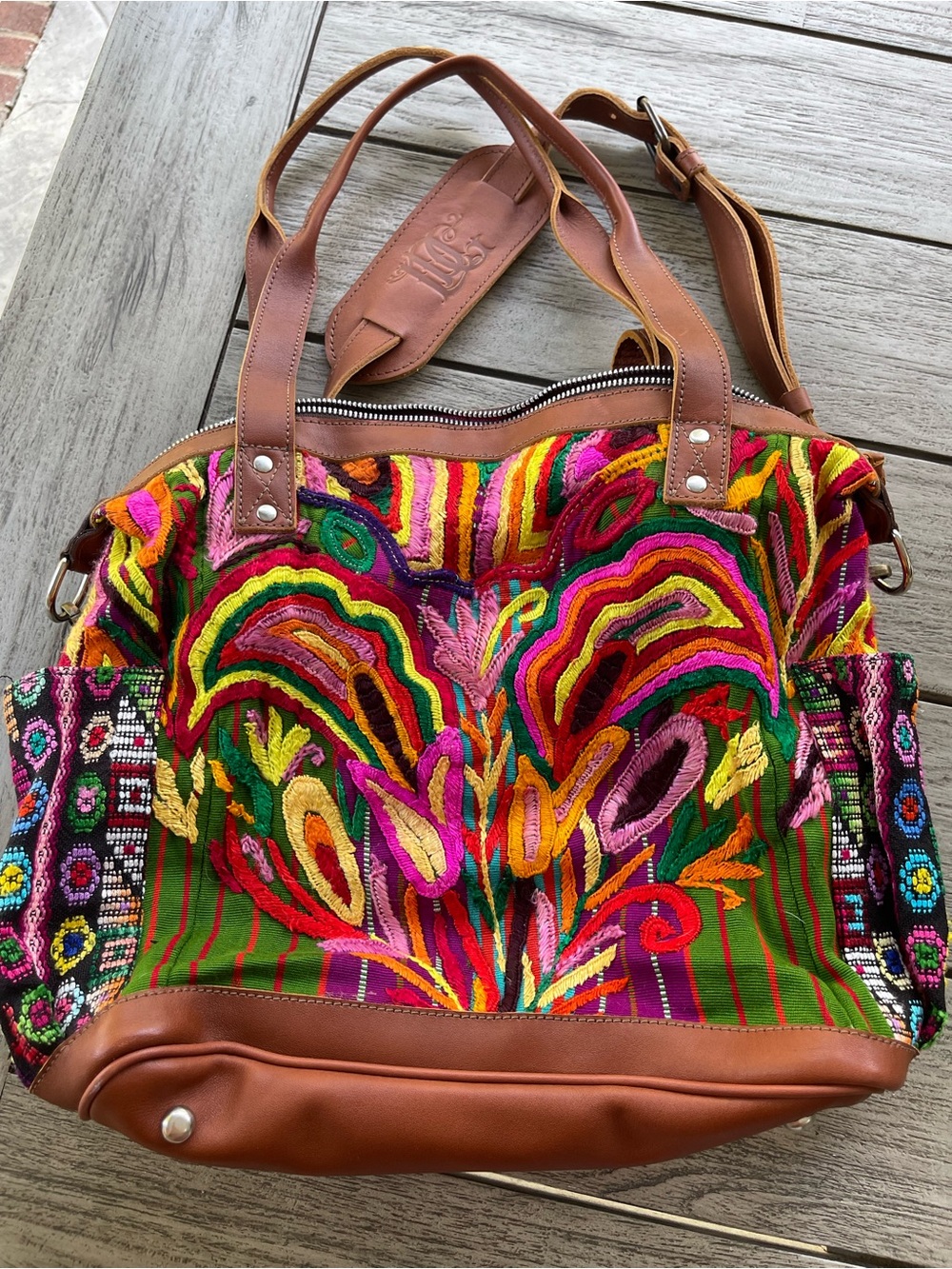 Little Guatemala Designs Huipil Hand-Embroidered Multicolor Convertible Bag